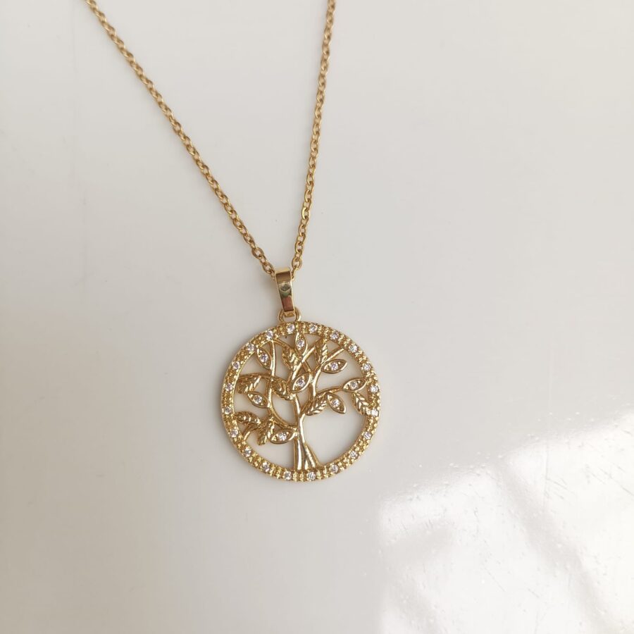 Collar Medalla Árbol de la Vida Halo de Luz