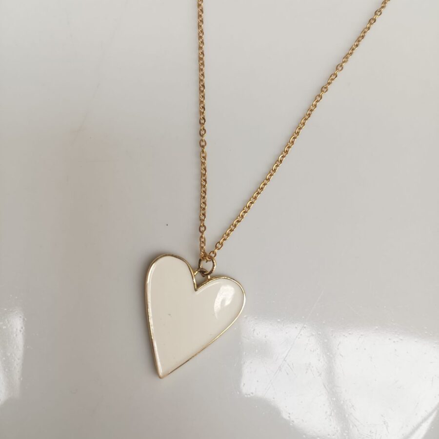 Collar "Pure Love" Corazón Blanco y Oro