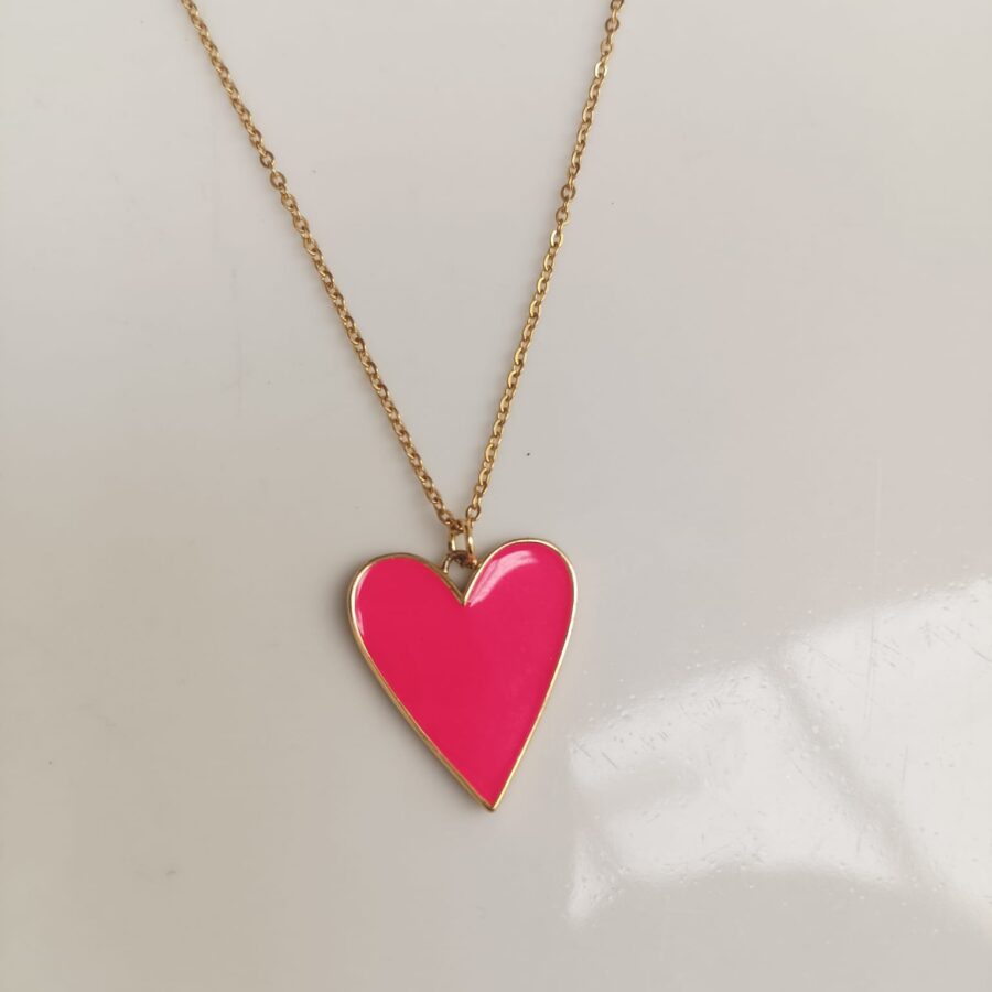 Collar Corazón Pop Fucsia Vibrante
