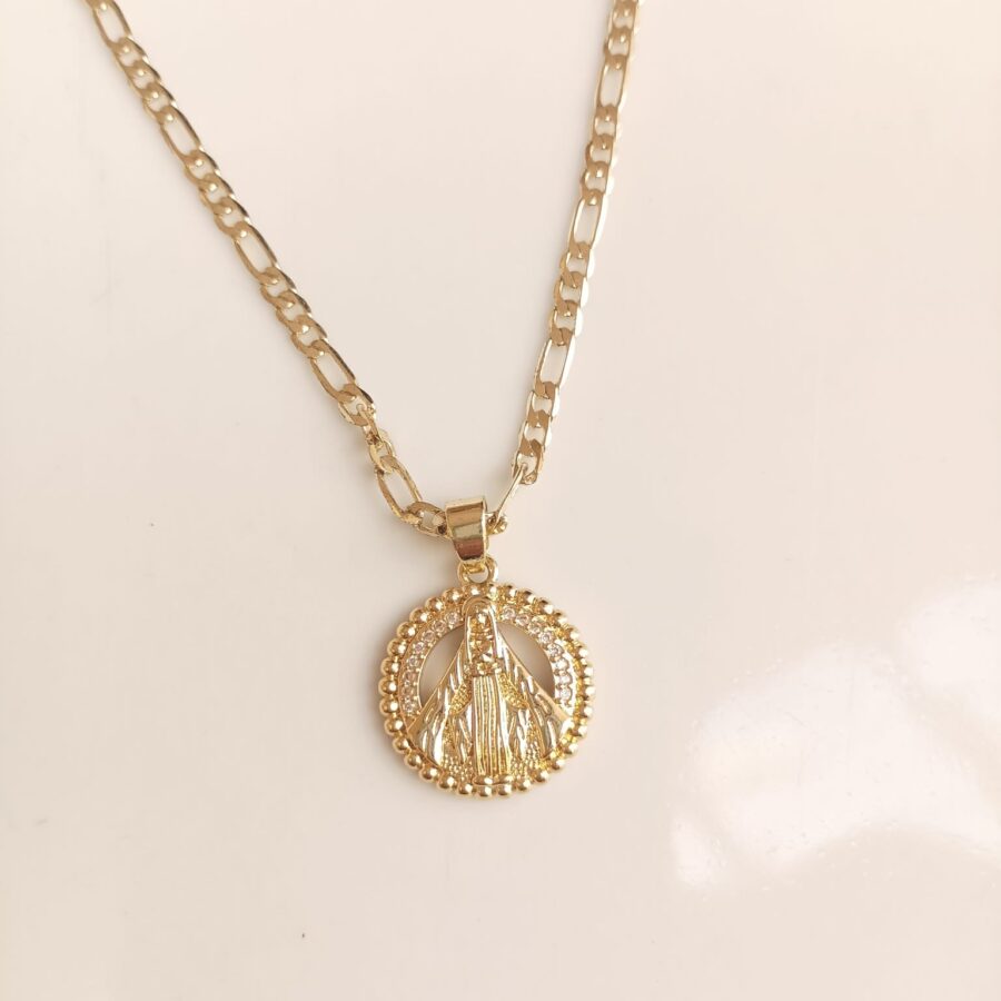 Collar Medalla Virgen de Guadalupe con Halo