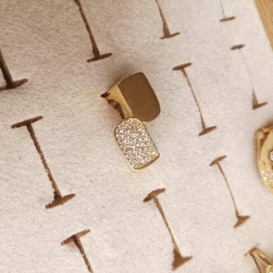 Anillo "Dual Square" Oro y Pavé