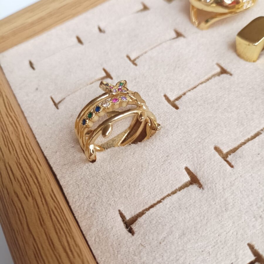 Anillo Doble "Jardín de Mariposas"