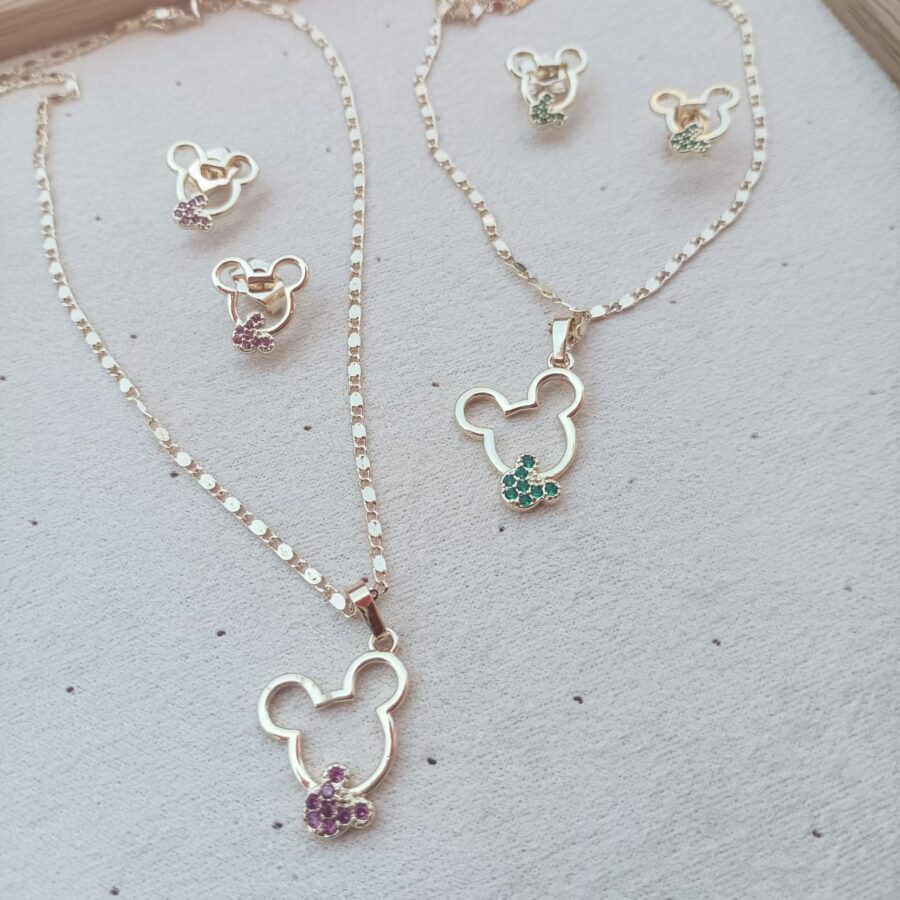 Set Mickey Mouse Zirconia Morada